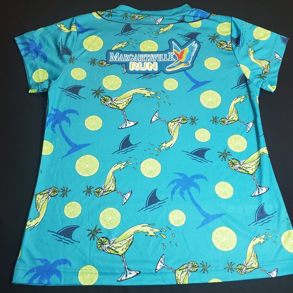 Margaritaville Run Top - Salt, Lime, Shark Fins - Lightweight Stretchy Women's L - Picture 2 of 7
